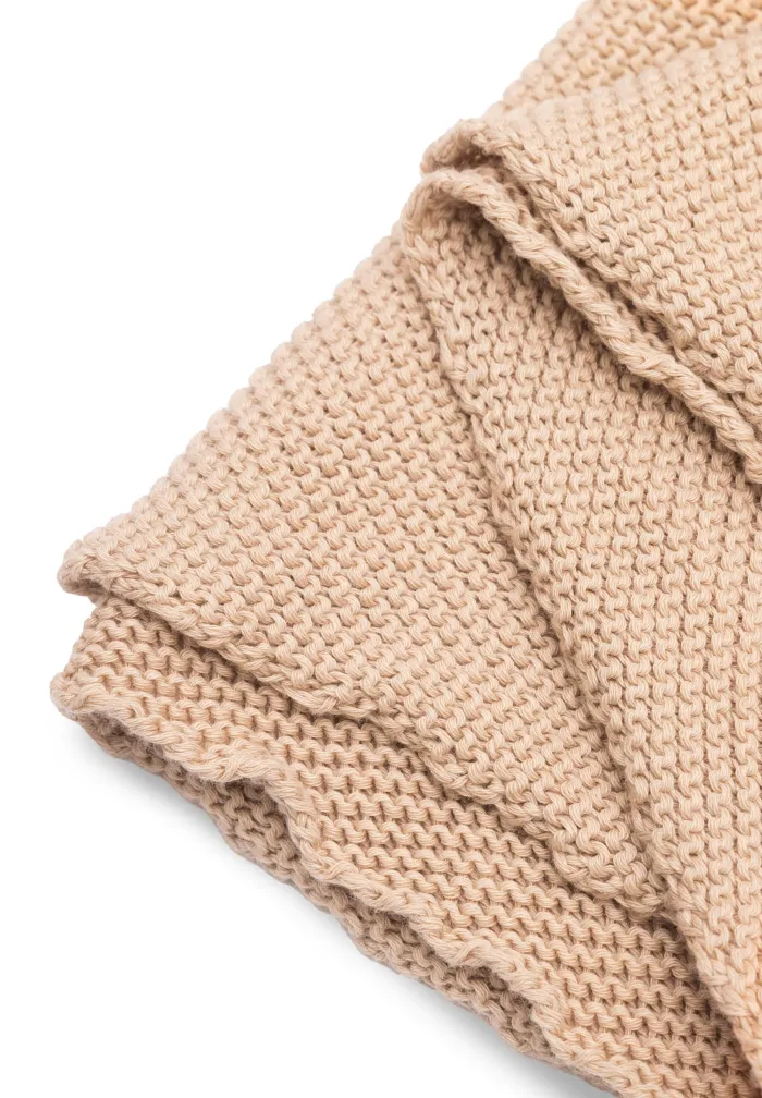 Beige organic cotton jacquard shawl