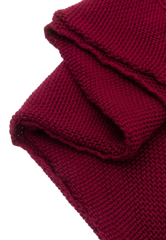 Burgundy organic cotton jacquard scarf
