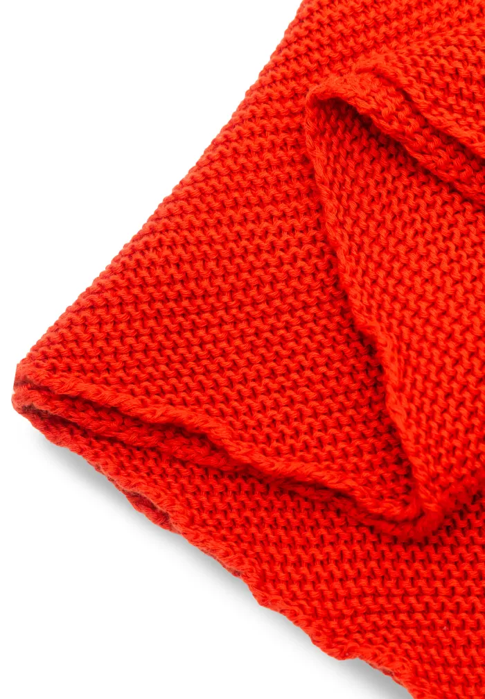 Brick red organic cotton jacquard shawl