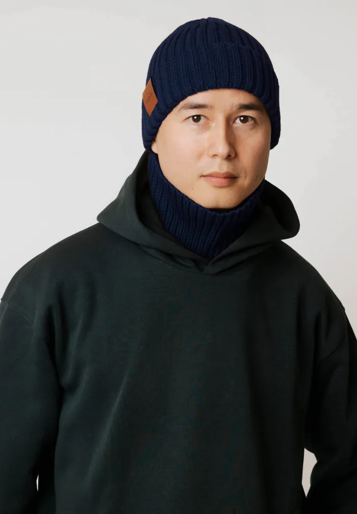 Navy blue organic cotton tube scarf