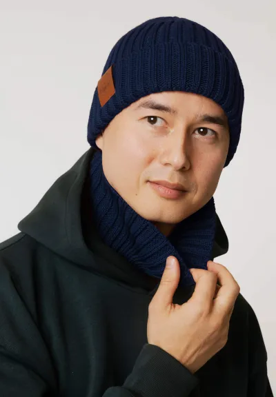 Navy blue organic cotton tube scarf