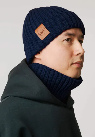 Navy blue organic cotton tube scarf