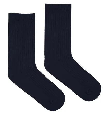 Navy blue socks made of organic cotton with wide stripes