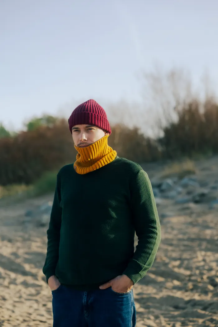 Mustard organic cotton tube scarf