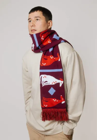 Organic cotton scarf Dog Sadness