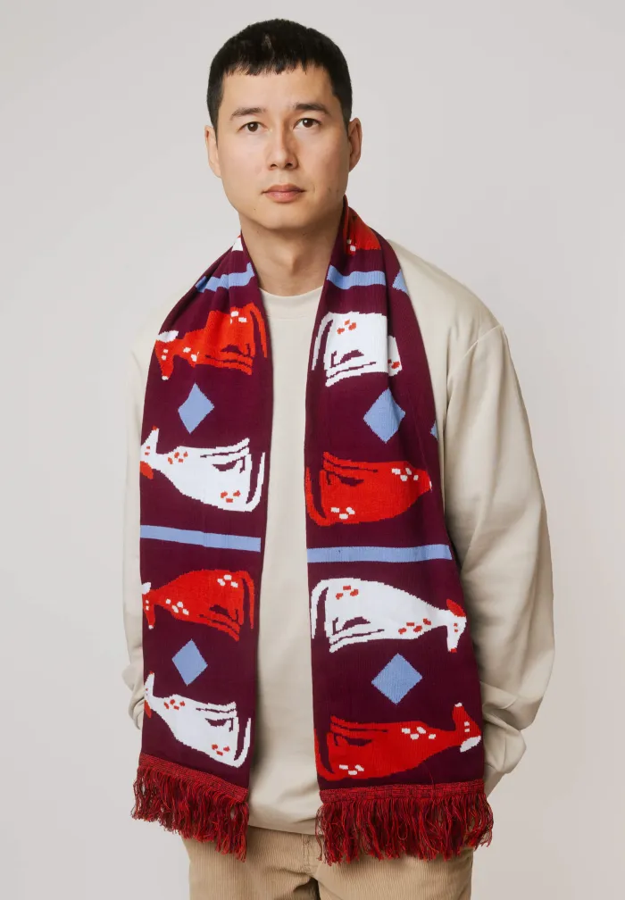 Organic cotton scarf Dog Sadness