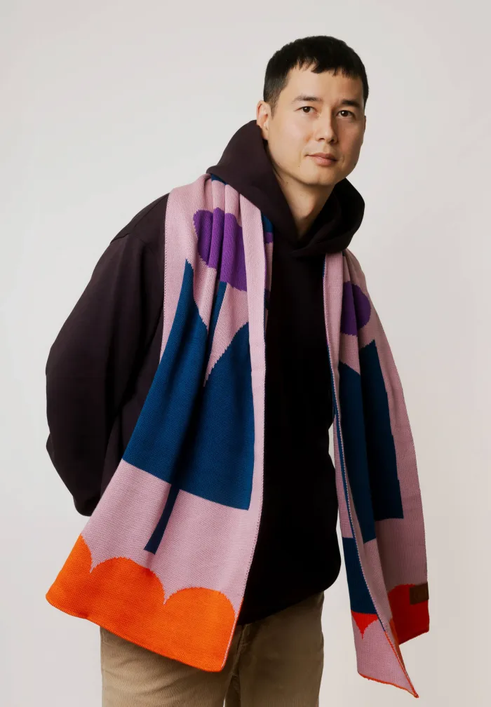 Organic Cotton Jacquard Scarf Birds