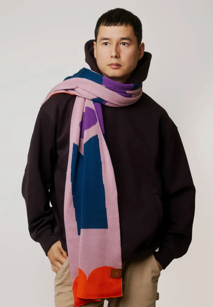 Organic Cotton Jacquard Scarf Birds