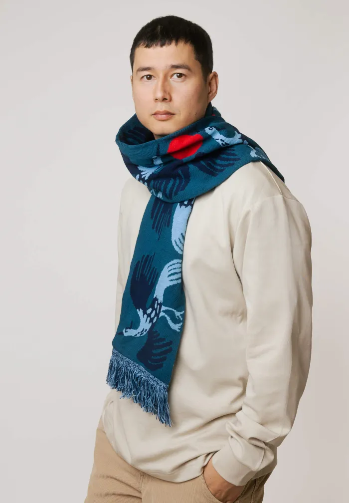 Organic cotton scarf Crane