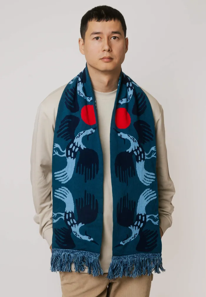 Organic cotton scarf Crane