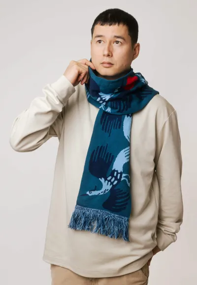 Organic cotton scarf Crane