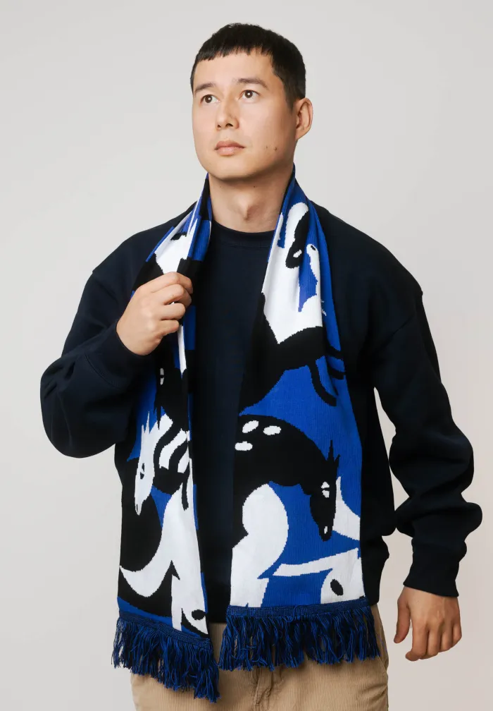 Organic cotton scarf Wild horses