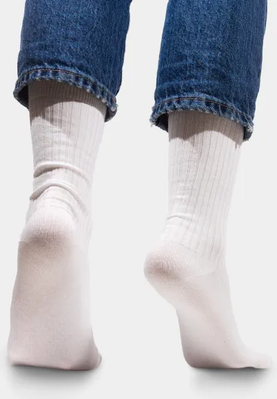 White socks made of organic cotton with wide stripes
