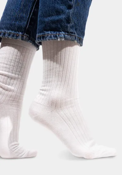 White socks made of organic cotton with wide stripes