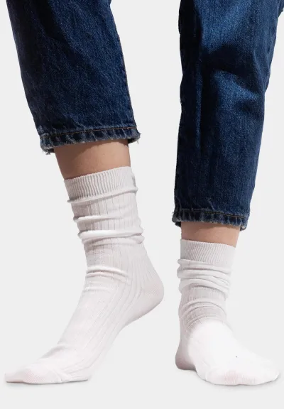 White socks made of organic cotton with wide stripes