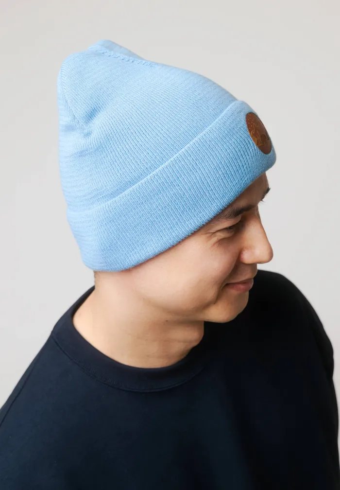 Czapka beanie z bawełny organicznej jasnoniebieska