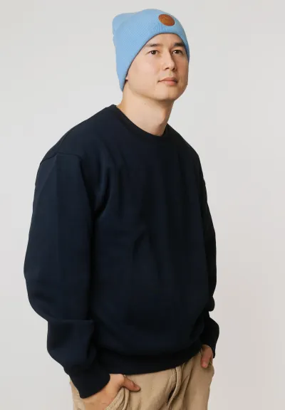 Light blue organic cotton classic beanie