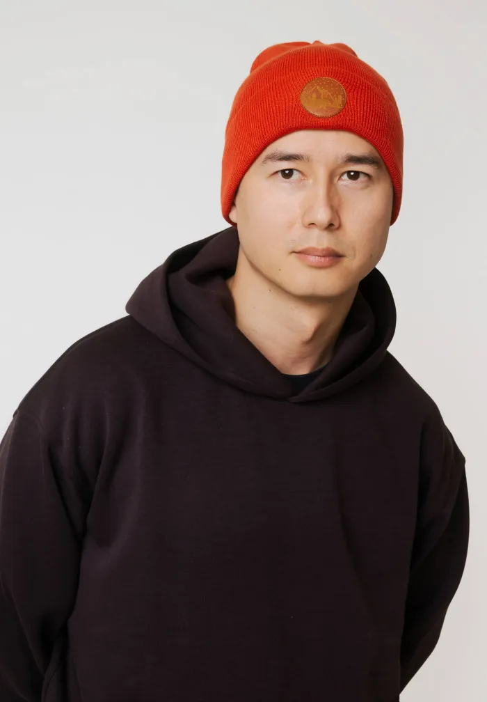 Brick red organic cotton classic beanie