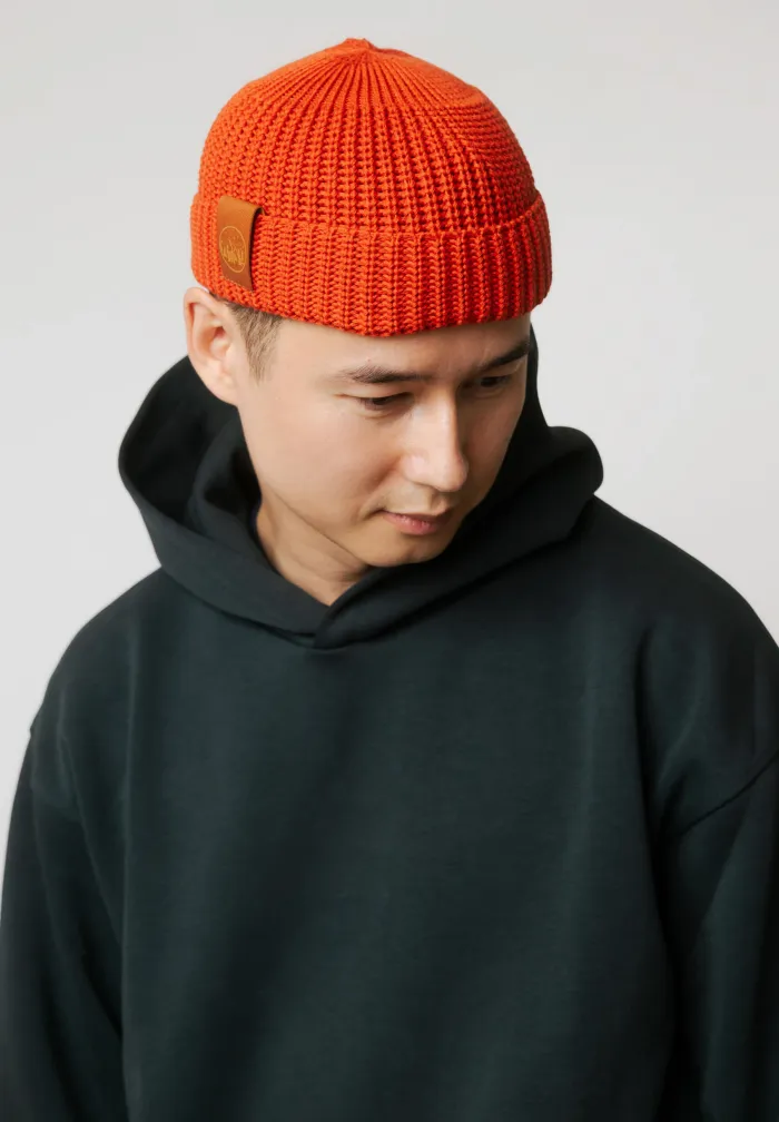 Brick red organic cotton burglar beanie
