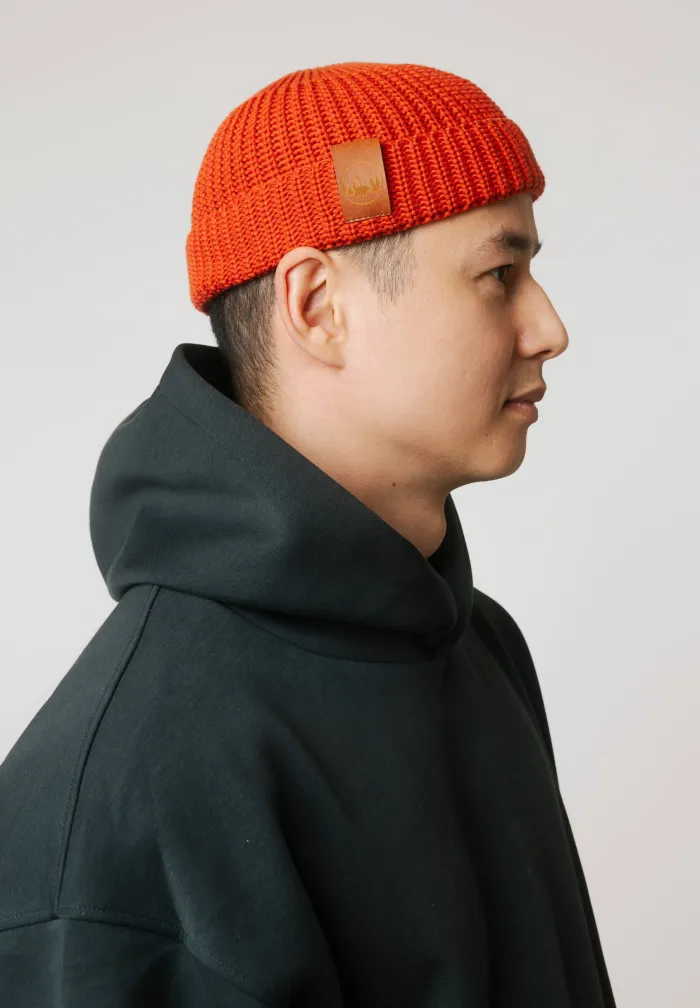 Brick red organic cotton burglar beanie