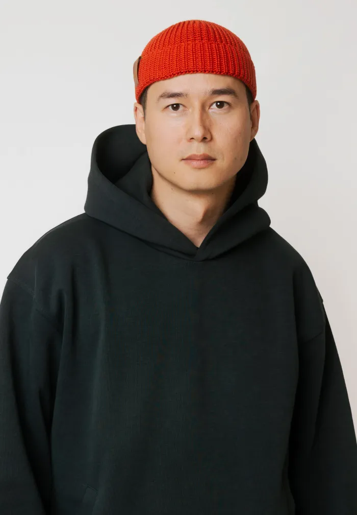 Brick red organic cotton burglar beanie