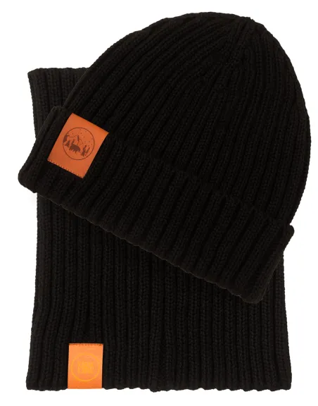 Black set: Alcatraz beanie and tube scarf