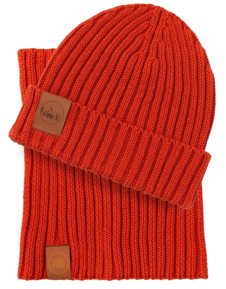 Brick red set: Alcatraz beanie and tube scarf