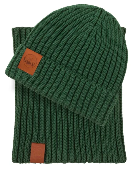 Sage green set: Alcatraz beanie and tube scarf