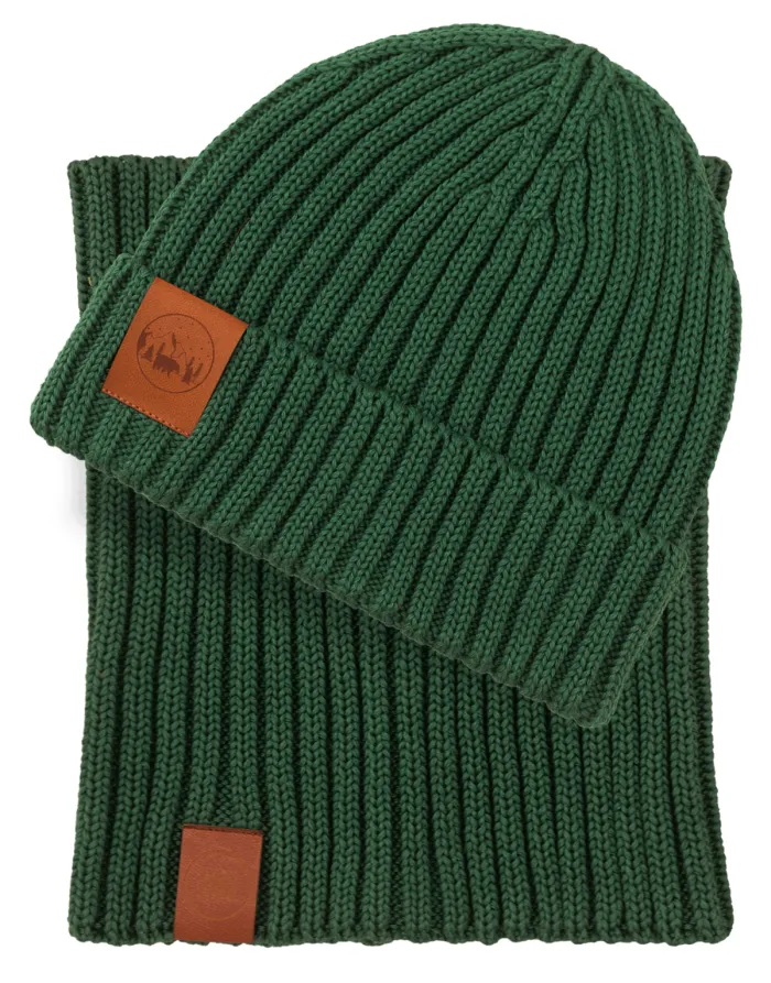 Sage green set: Alcatraz beanie and tube scarf