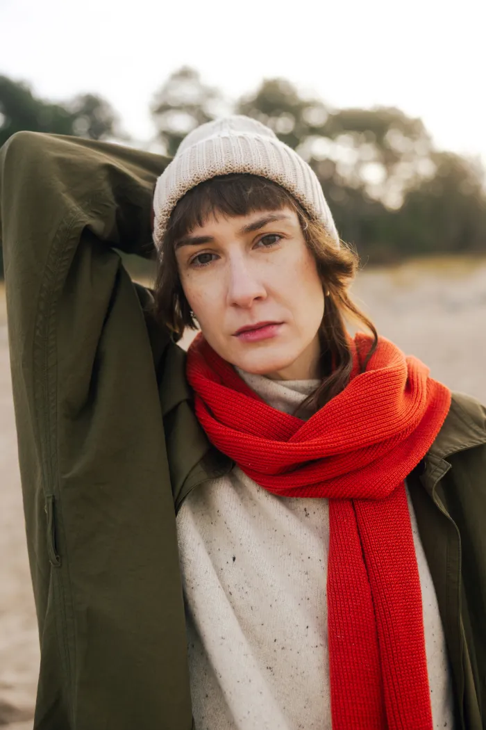 Brick red organic cotton plain scarf