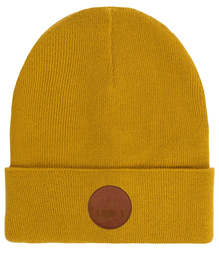Czapka beanie z bawełny organicznej musztardowa
