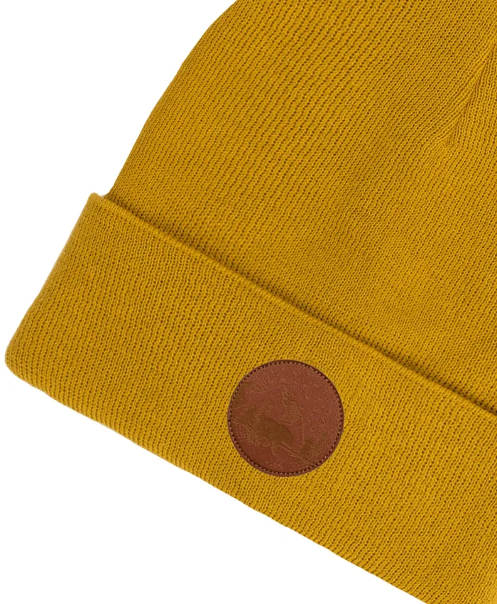 Czapka beanie z bawełny organicznej musztardowa