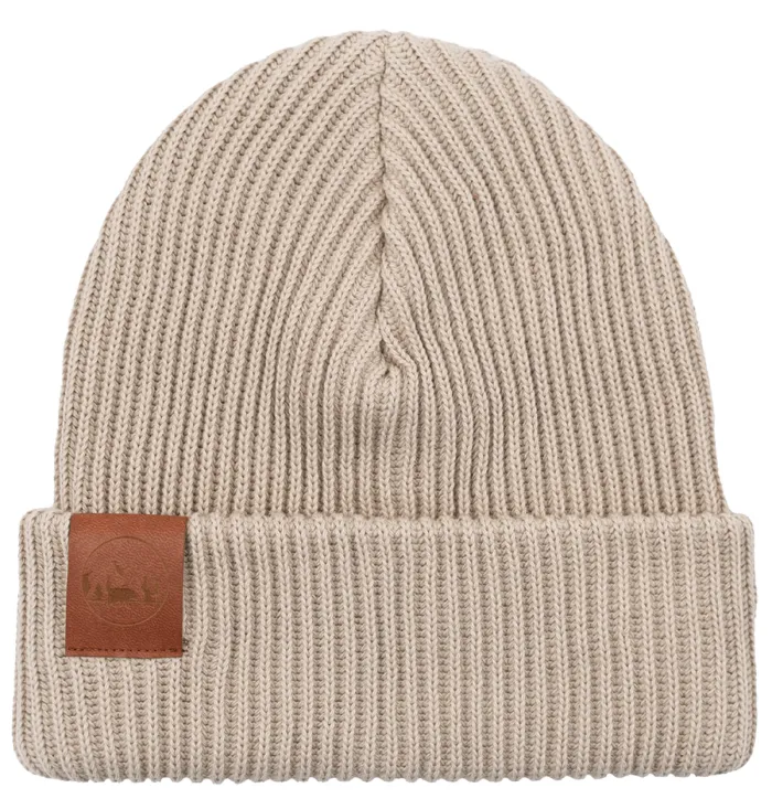 Beige organic cotton winter beanie