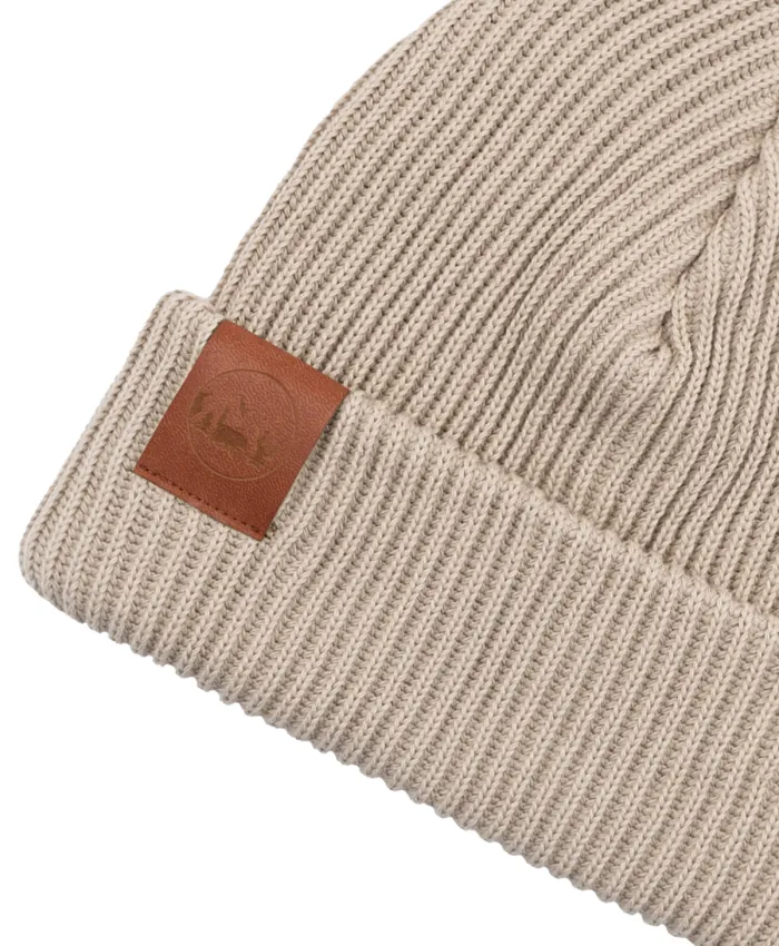 Beige organic cotton winter beanie