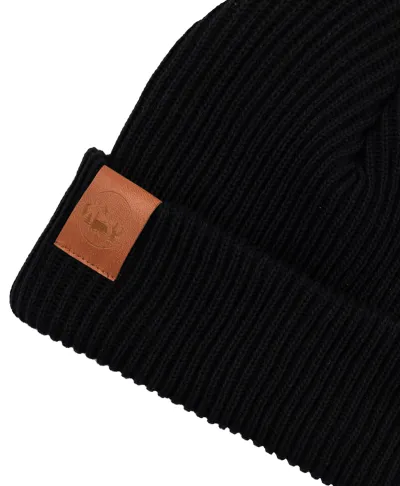 Black organic cotton winter beanie