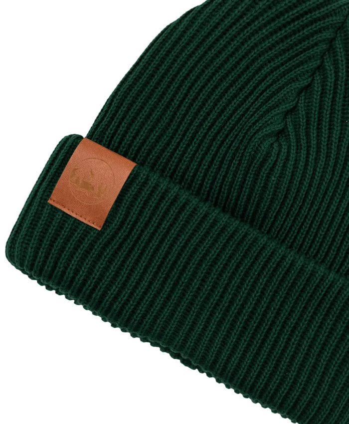 Bottle green organic cotton winter beanie