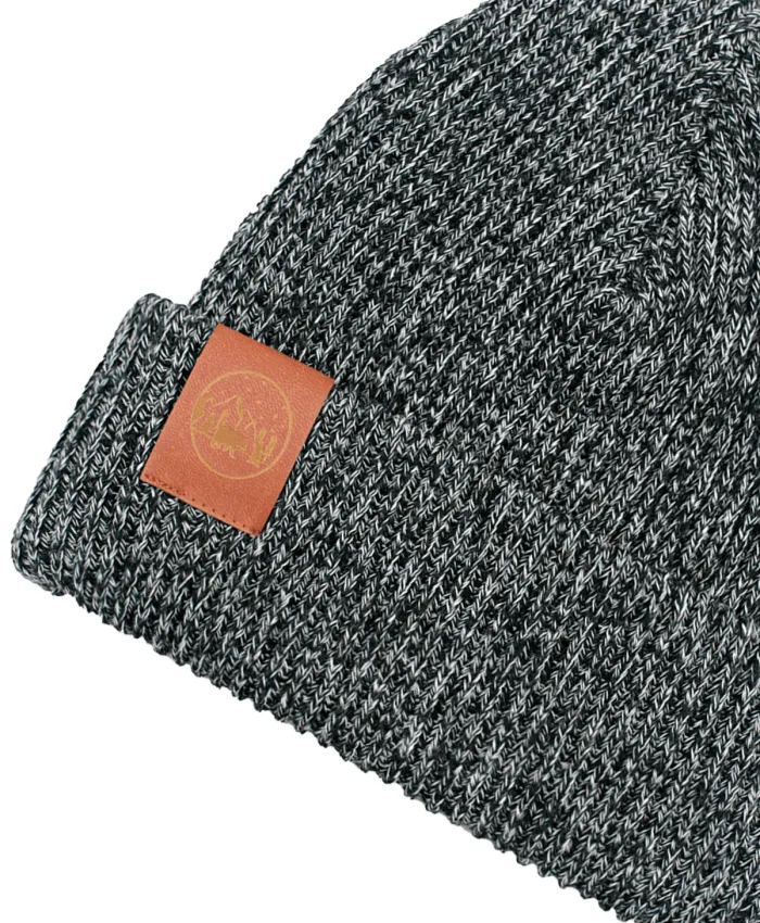 Black'n'white melange organic cotton winter beanie