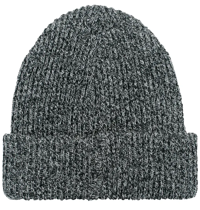 Black'n'white melange organic cotton winter beanie