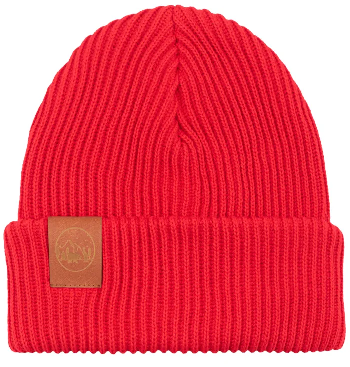 Poppy red organic cotton winter beanie