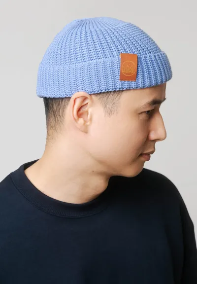 Sky-blue organic cotton burglar beanie