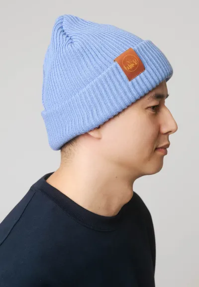Sky-blue organic cotton winter beanie