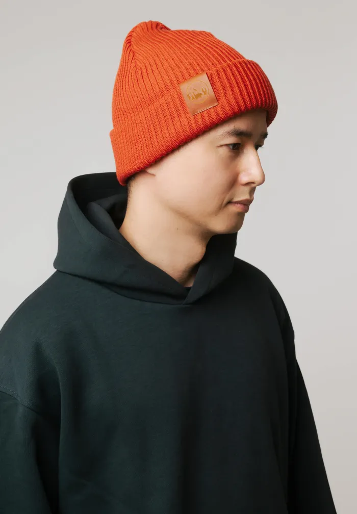 Brick red organic cotton winter beanie