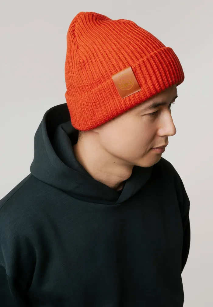 Brick red organic cotton winter beanie