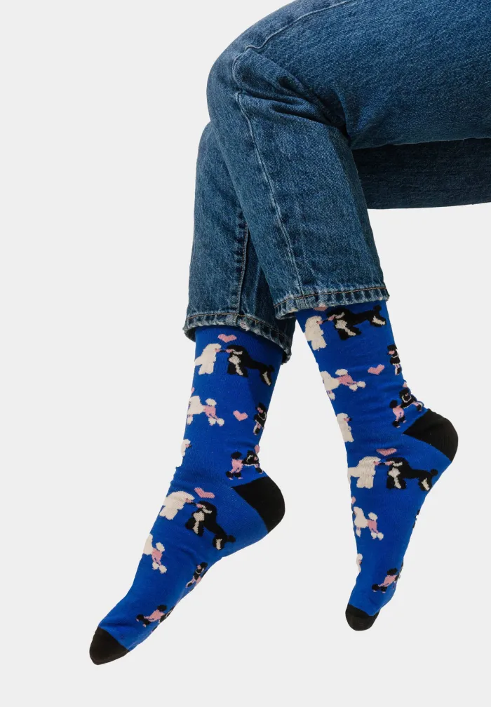 Skarpetki z bawełny organicznej Pudle niebieskie 42-46