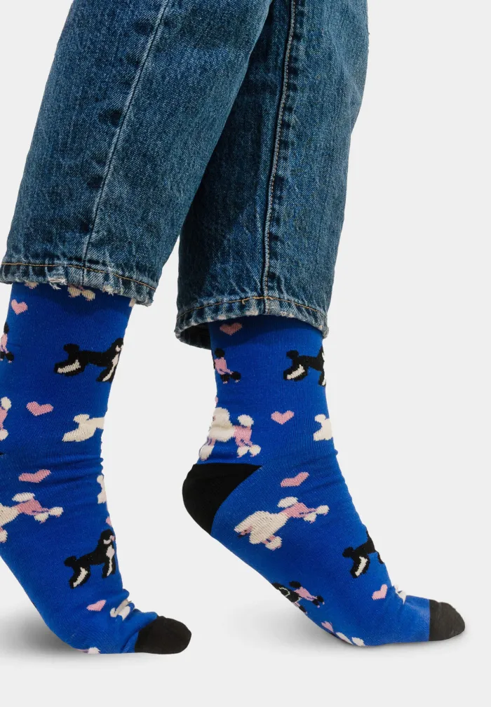 Skarpetki z bawełny organicznej Pudle niebieskie 42-46