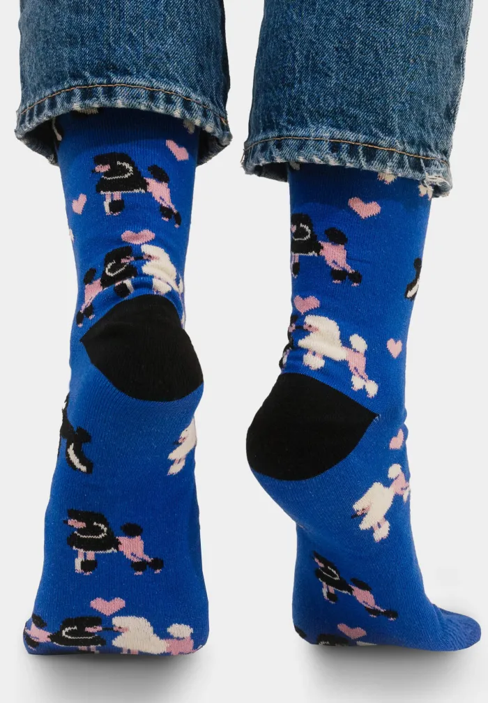 Socks organic cotton Royal blue Poodles 42-46