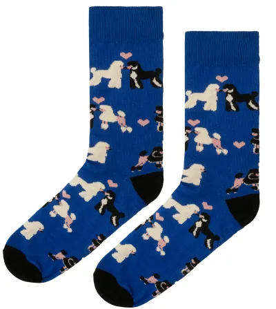 Socks organic cotton Royal blue Poodles 42-46