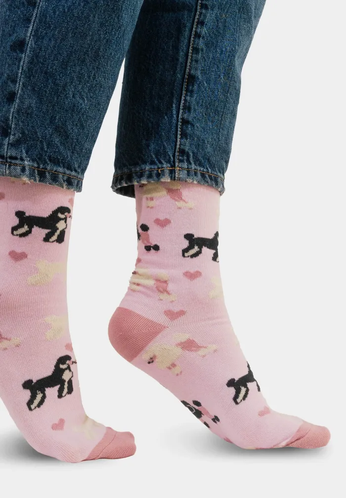 Socks organic cotton Pink Poodles 36-41
