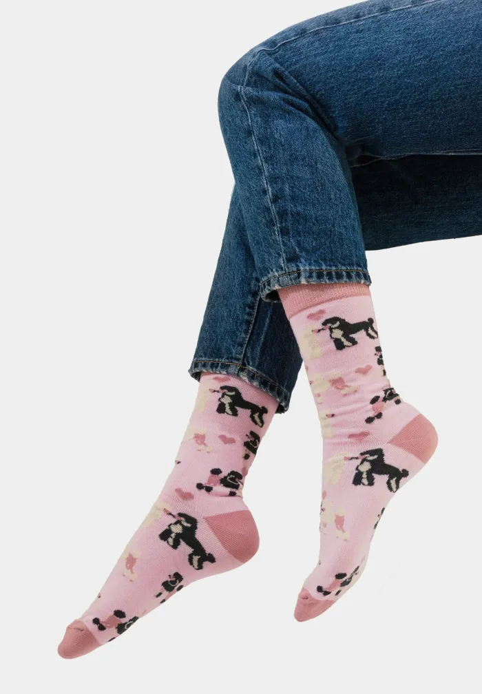 Socks organic cotton Pink Poodles 36-41