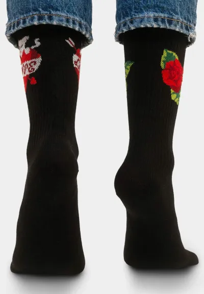 Sport organic black cotton socks with Valentine Cats